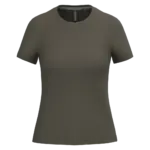 Dames T-shirt ronde hals korte mouwen, dark khaki — productfoto 20