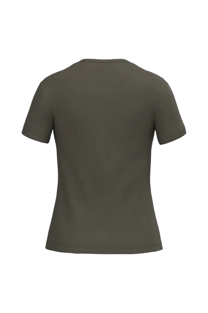Dames T-shirt ronde hals korte mouwen, dark khaki — productfoto 21