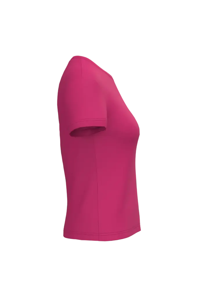 Dames T-shirt ronde hals korte mouwen, fuchsia — productfoto 25