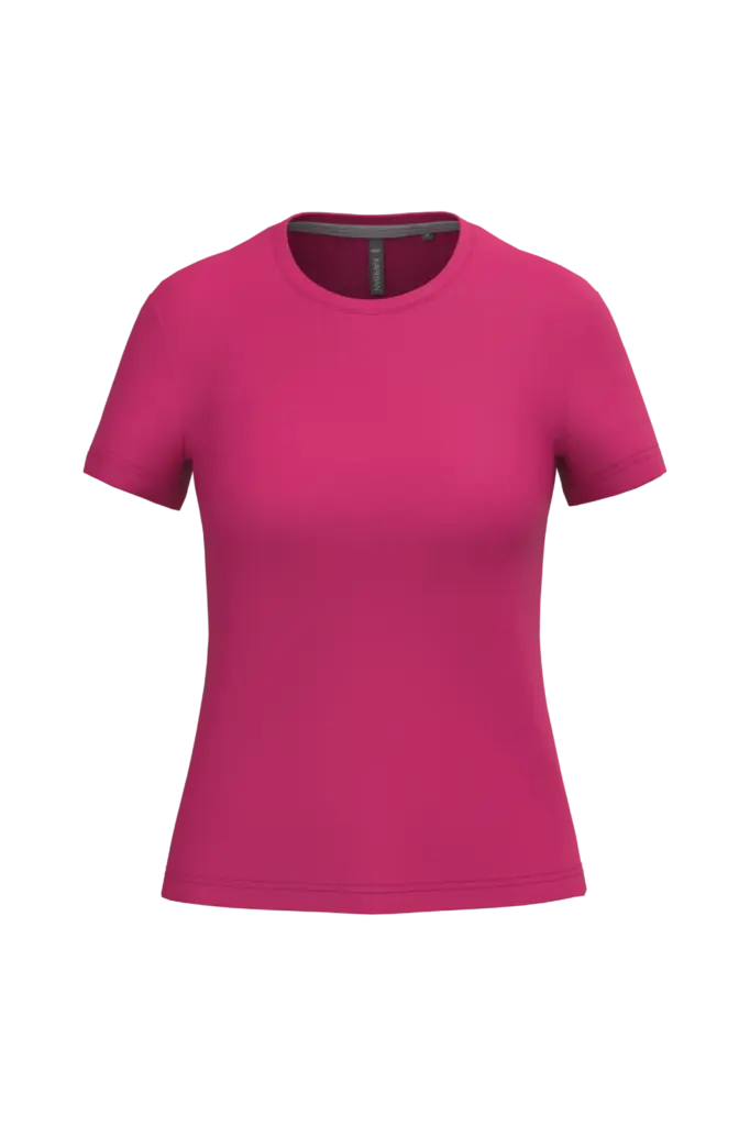 Dames T-shirt ronde hals korte mouwen, fuchsia — productfoto 26