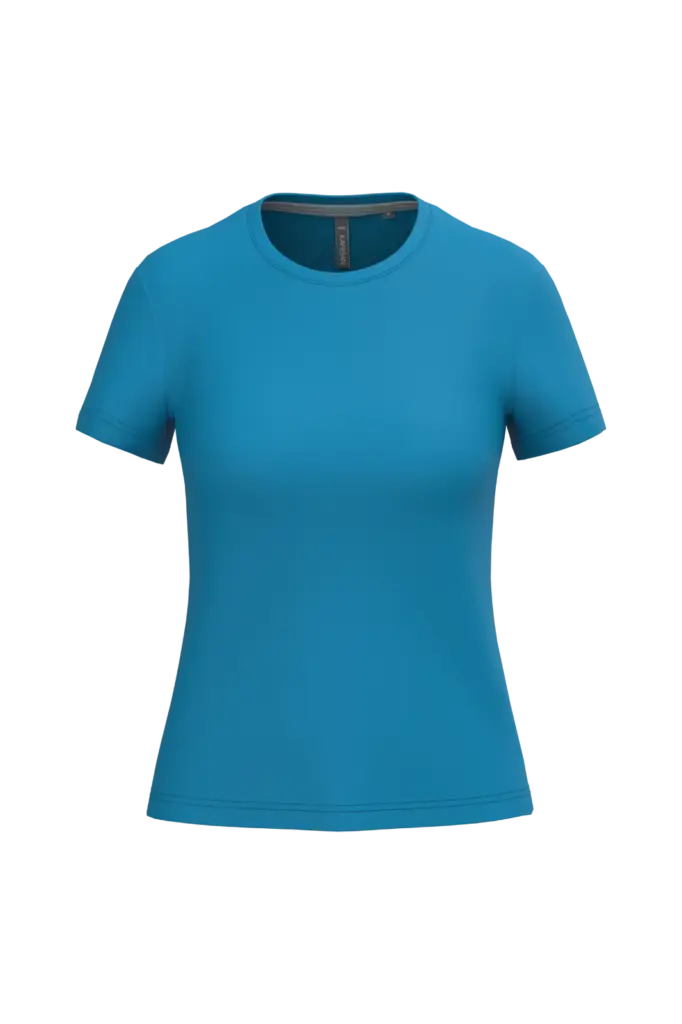 Dames T-shirt ronde hals korte mouwen, tropical blue — productfoto 62