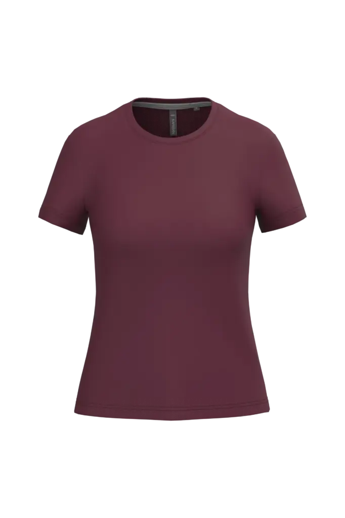 Dames T-shirt ronde hals korte mouwen, wine — productfoto 68