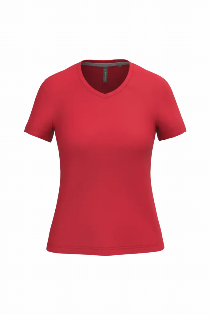PS_K381_RED - Hidalgo-werbeartikel Dames T-shirt v-hals met korte mouwen — productfoto 51