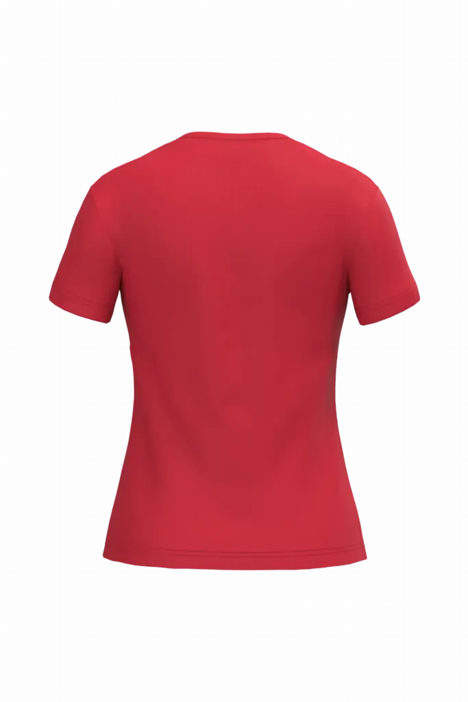PS_K381-B_RED - Hidalgo-werbeartikel Dames T-shirt v-hals met korte mouwen — productfoto 52