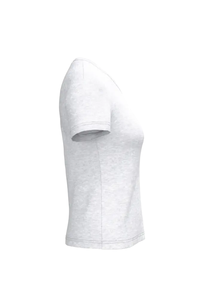 PS_K381-S_ASHHEATHER - Hidalgo-werbeartikel Dames T-shirt v-hals met korte mouwen, ash heather — productfoto 5