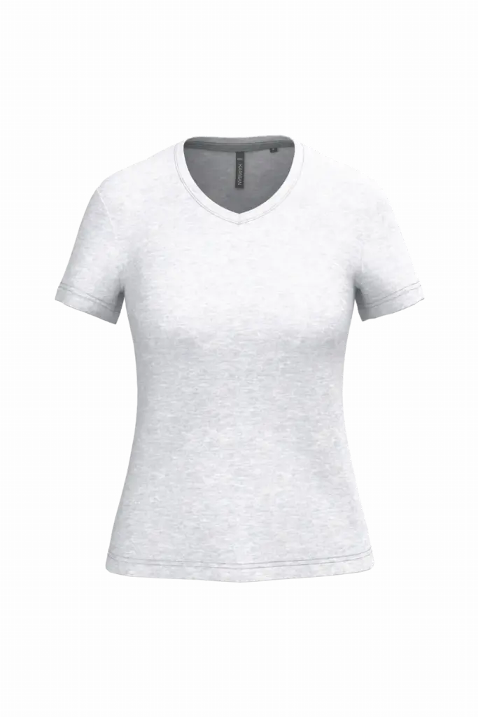 PS_K381_ASHHEATHER - Hidalgo-werbeartikel Dames T-shirt v-hals met korte mouwen, ash heather — productfoto 6