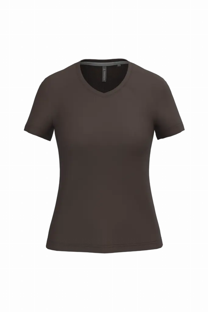 PS_K381_CHOCOLATE - Hidalgo-werbeartikel Dames T-shirt v-hals met korte mouwen, chocolate — productfoto 12