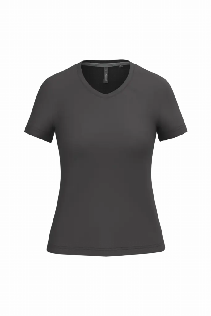 PS_K381_DARKGREY - Hidalgo-werbeartikel Dames T-shirt v-hals met korte mouwen, dark grey — productfoto 15