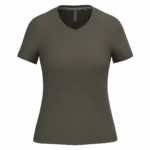 PS_K381_DARKKHAKI - Hidalgo-werbeartikel Dames T-shirt v-hals met korte mouwen, dark khaki — productfoto 18