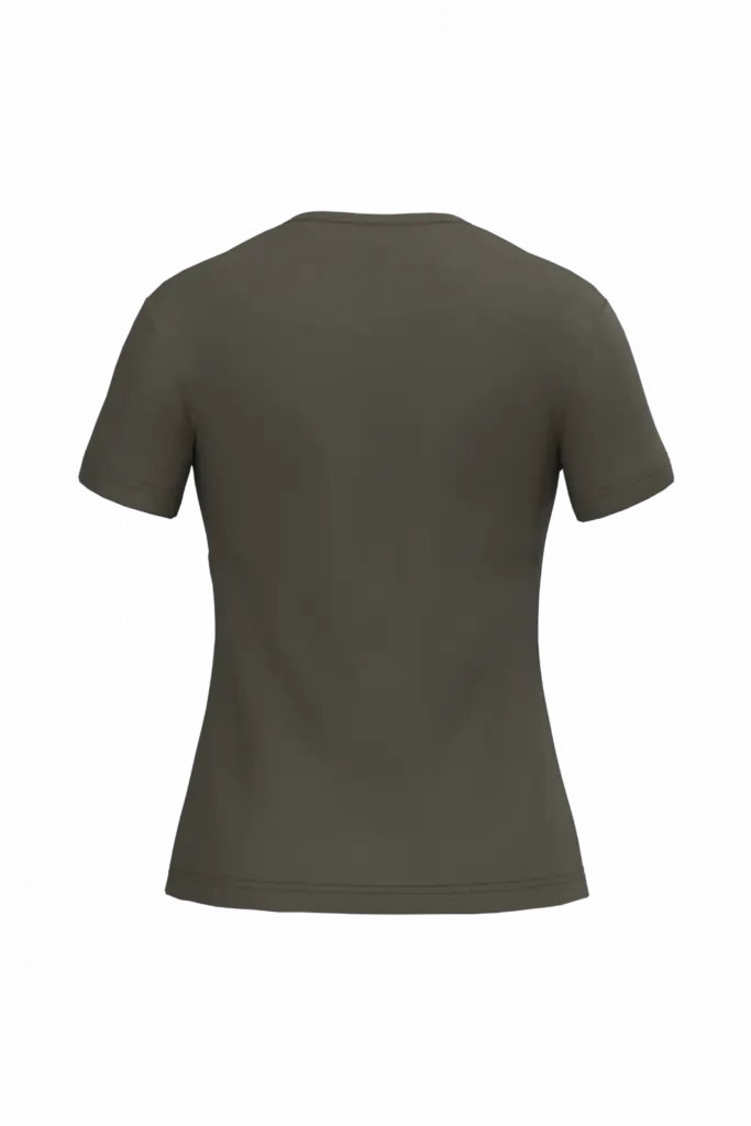 PS_K381-B_DARKKHAKI - Hidalgo-werbeartikel Dames T-shirt v-hals met korte mouwen, dark khaki — productfoto 19