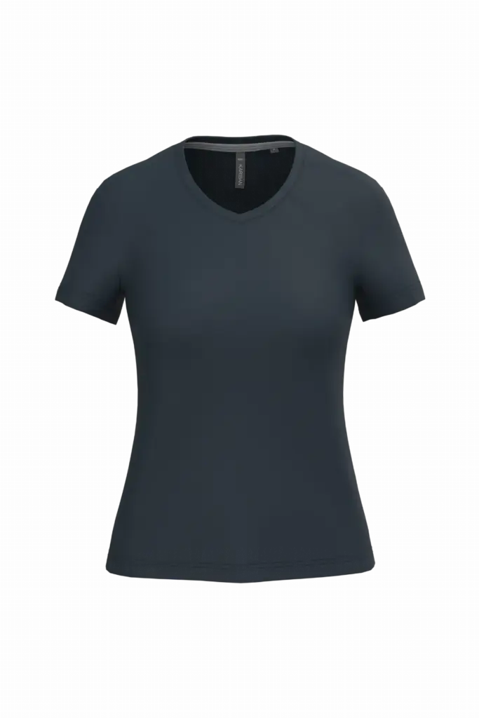 PS_K381_NAVY - Hidalgo-werbeartikel Dames T-shirt v-hals met korte mouwen, navy — productfoto 39