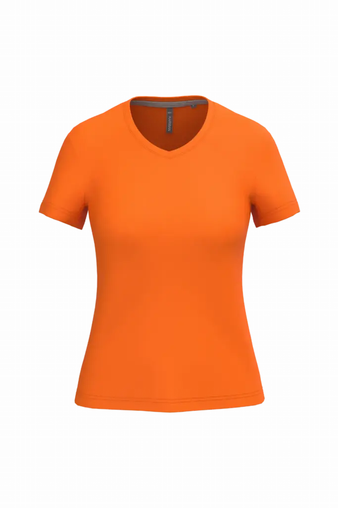 PS_K381_ORANGE - Hidalgo-werbeartikel Dames T-shirt v-hals met korte mouwen, orange — productfoto 42