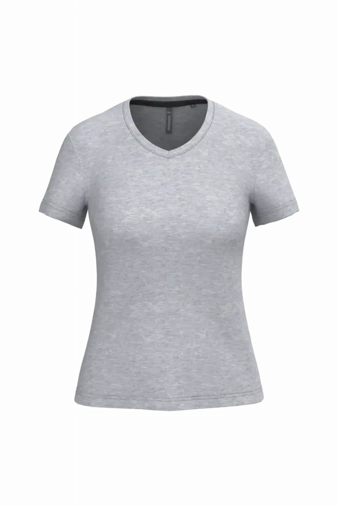 PS_K381_OXFORDGREY - Hidalgo-werbeartikel Dames T-shirt v-hals met korte mouwen, oxford grey — productfoto 45