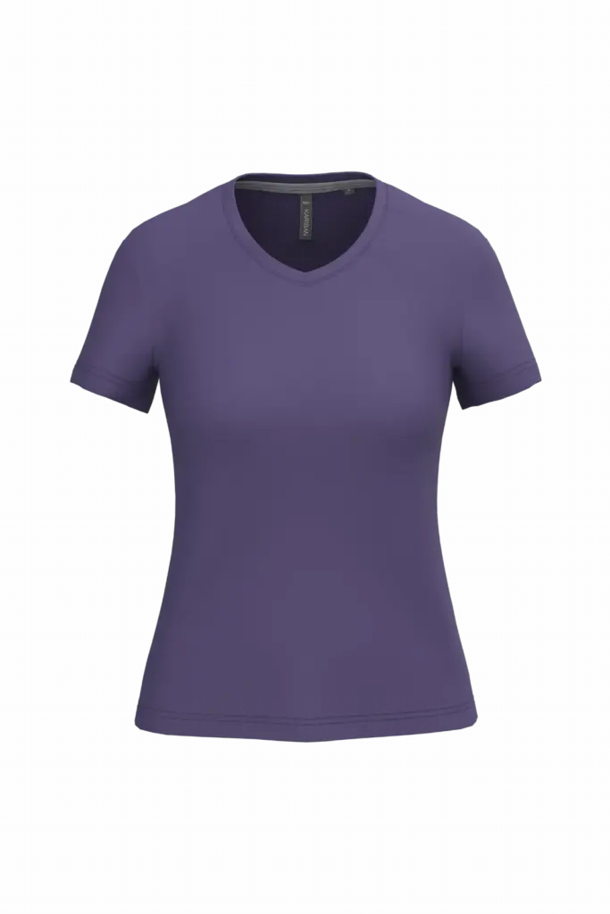 PS_K381_PURPLE - Hidalgo-werbeartikel Dames T-shirt v-hals met korte mouwen, purple — productfoto 48