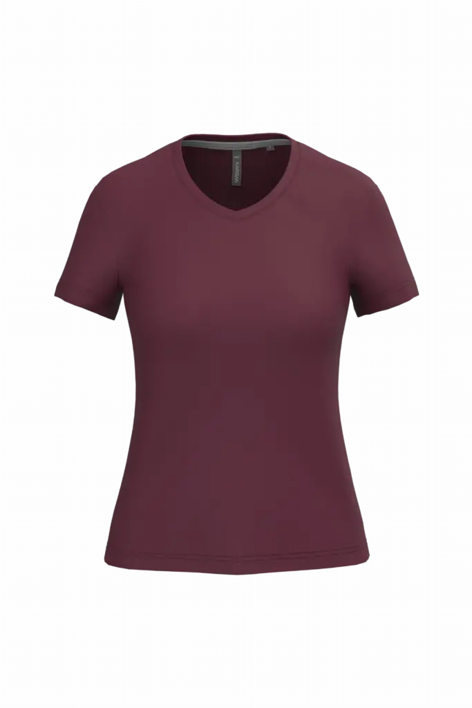 PS_K381_WINE - Hidalgo-werbeartikel Dames T-shirt v-hals met korte mouwen, wine — productfoto 66
