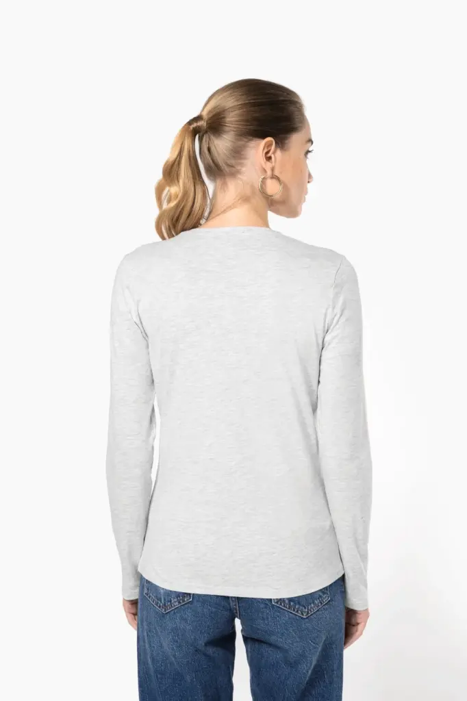 K382-3_2025 - Hidalgo-werbeartikel Dames T-shirt V-hals lange mouwen — productfoto 2