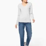 Dames T-shirt V-hals lange mouwen — productfoto 5
