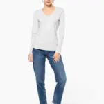 K382_2025 - Hidalgo-werbeartikel Dames T-shirt V-hals lange mouwen — productfoto 6