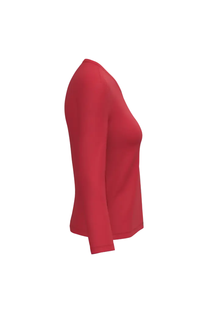 PS_K382-S_RED - Hidalgo-werbeartikel Dames T-shirt V-hals lange mouwen — productfoto 52