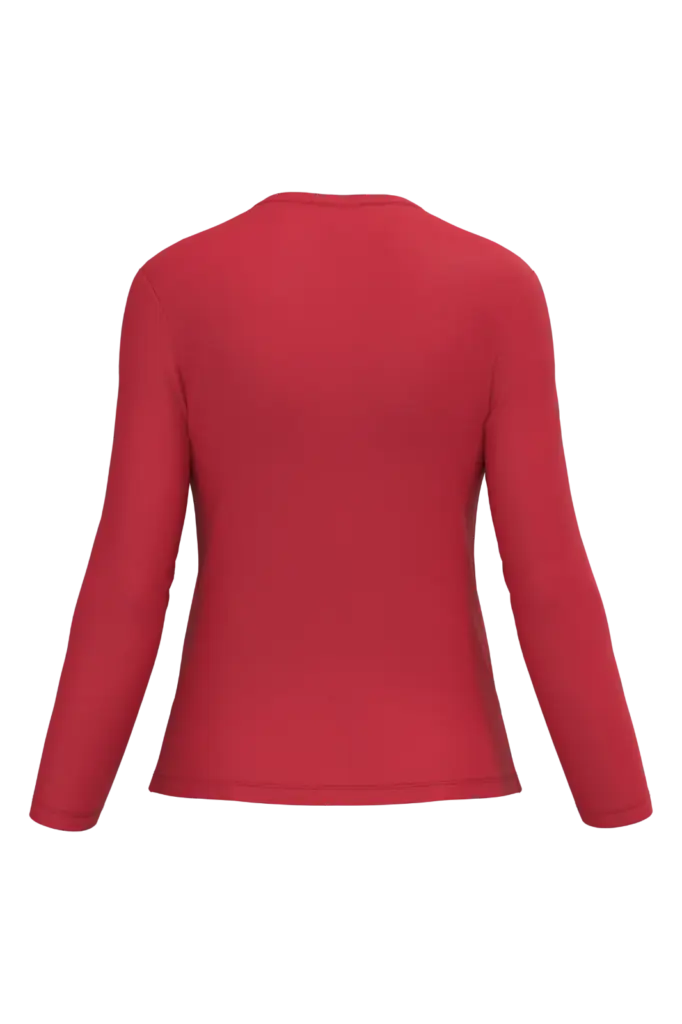 PS_K382-B_RED - Hidalgo-werbeartikel Dames T-shirt V-hals lange mouwen — productfoto 54