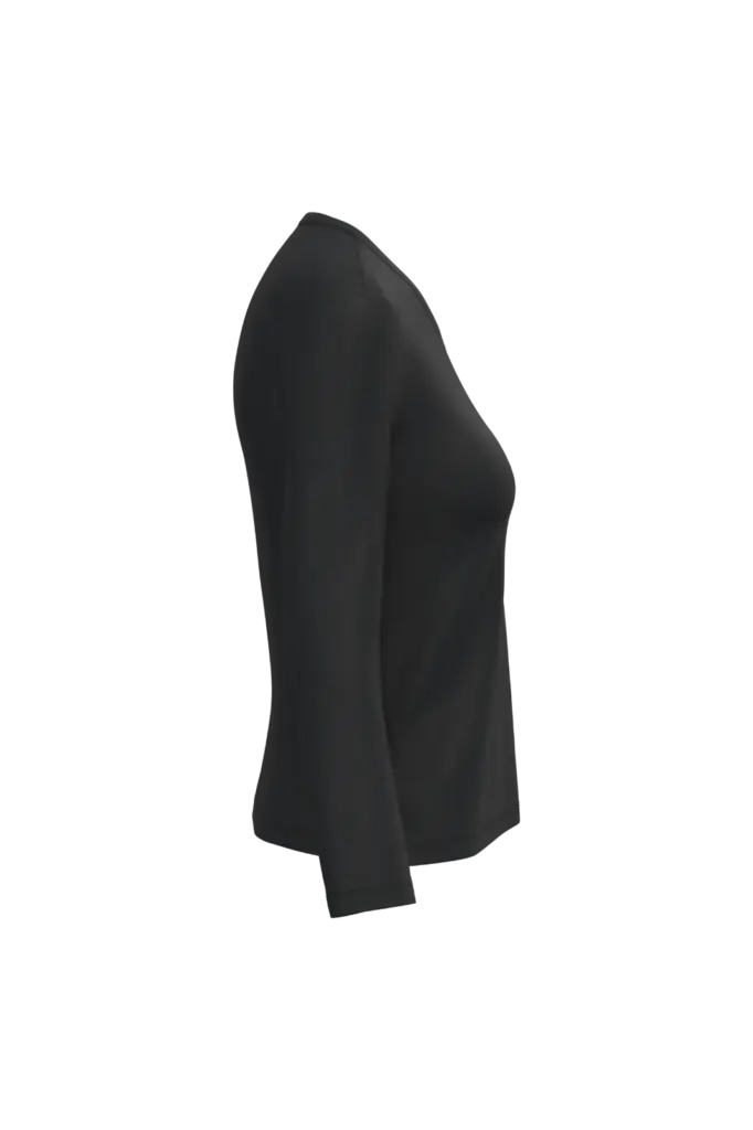 PS_K382-S_BLACK - Hidalgo-werbeartikel Dames T-shirt V-hals lange mouwen, black — productfoto 10