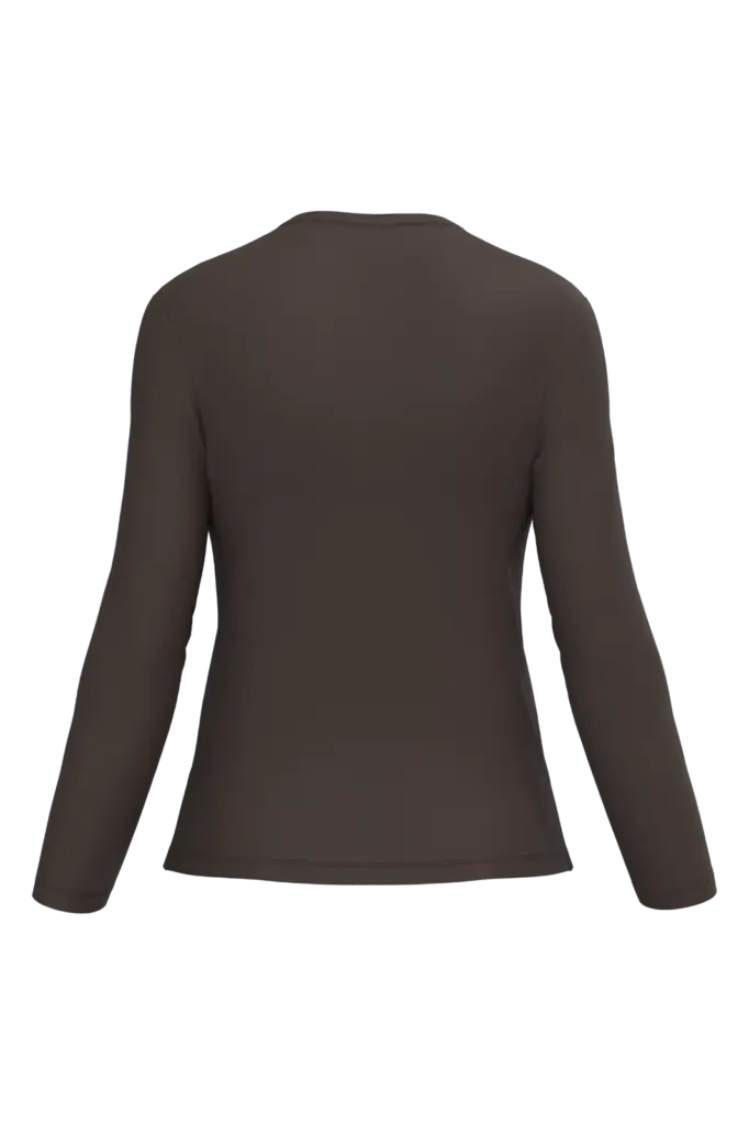 PS_K382-B_CHOCOLATE - Hidalgo-werbeartikel Dames T-shirt V-hals lange mouwen, chocolate — productfoto 15