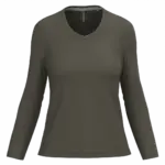 PS_K382_DARKKHAKI - Hidalgo-werbeartikel Dames T-shirt V-hals lange mouwen, dark khaki — productfoto 20