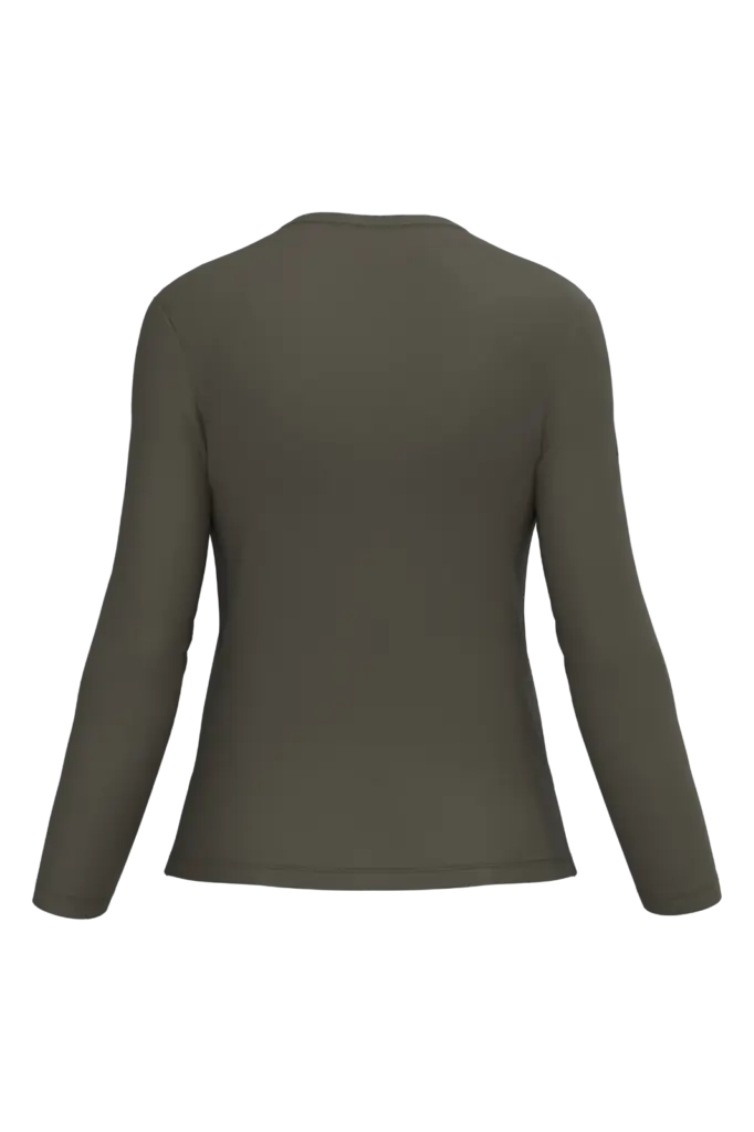PS_K382-B_DARKKHAKI - Hidalgo-werbeartikel Dames T-shirt V-hals lange mouwen, dark khaki — productfoto 21