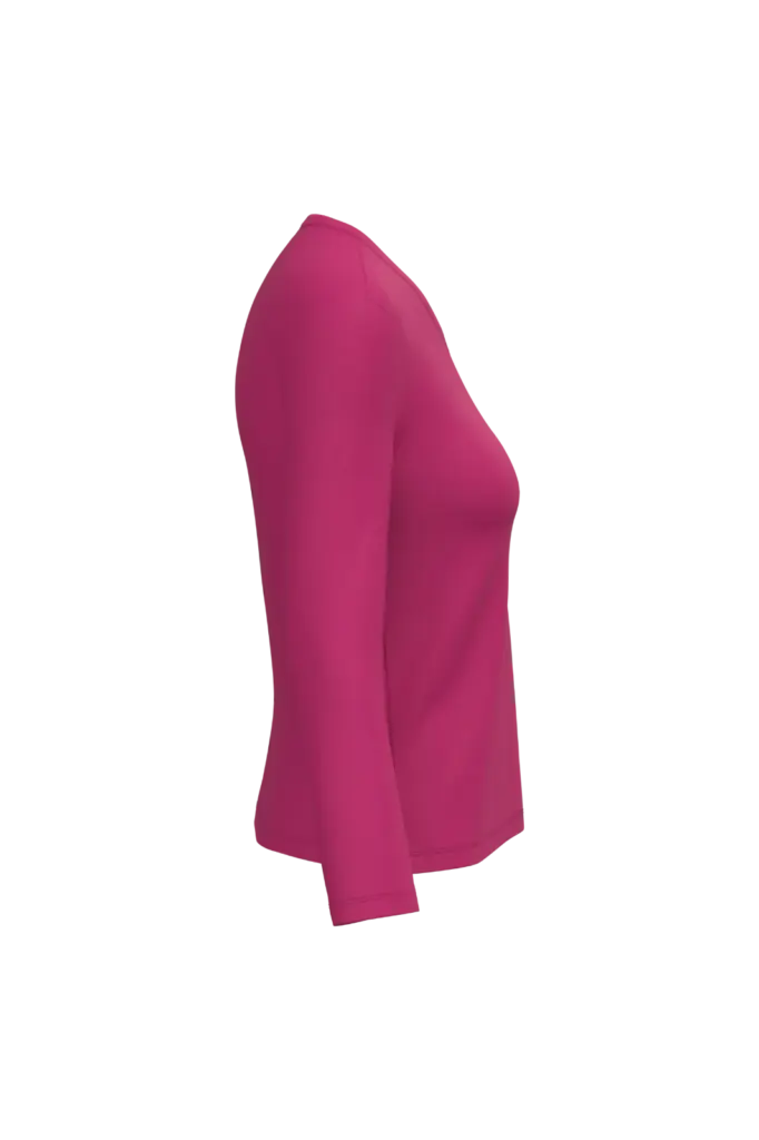 PS_K382-S_FUCHSIA - Hidalgo-werbeartikel Dames T-shirt V-hals lange mouwen, fuchsia — productfoto 25