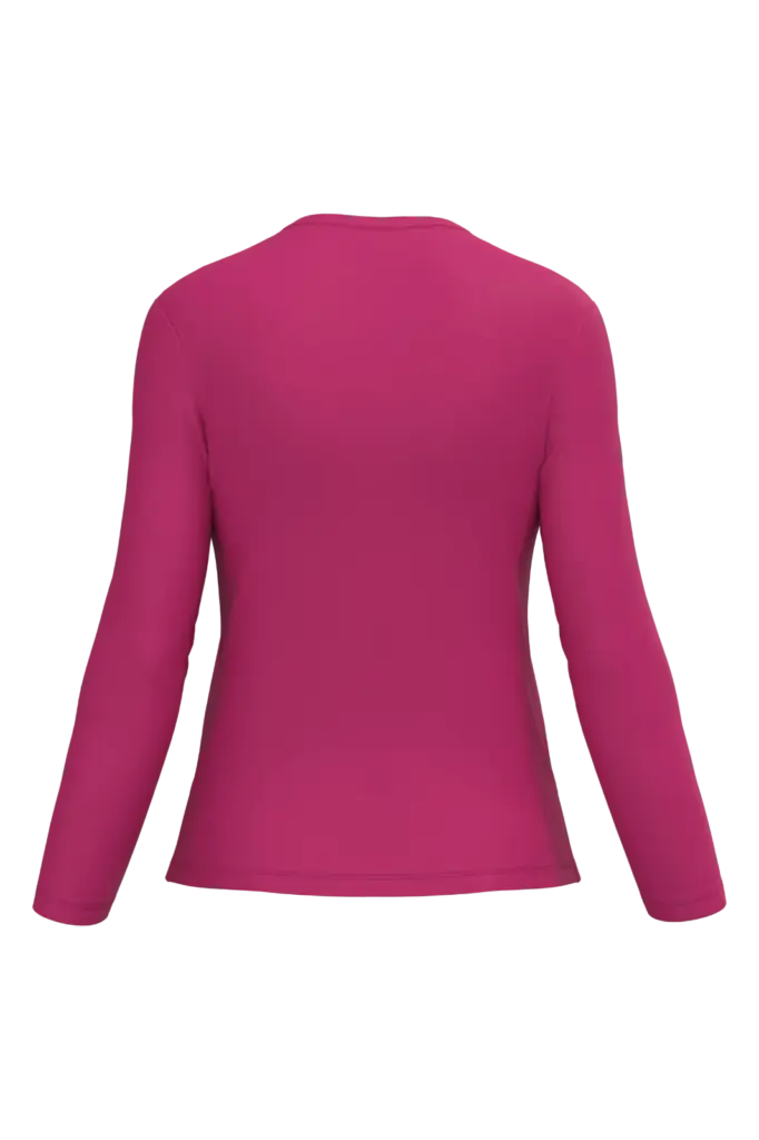PS_K382-B_FUCHSIA - Hidalgo-werbeartikel Dames T-shirt V-hals lange mouwen, fuchsia — productfoto 27