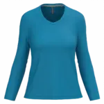 PS_K382_TROPICALBLUE - Hidalgo-werbeartikel Dames T-shirt V-hals lange mouwen, tropical blue — productfoto 62