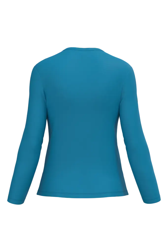 PS_K382-B_TROPICALBLUE - Hidalgo-werbeartikel Dames T-shirt V-hals lange mouwen, tropical blue — productfoto 63