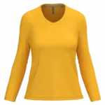 PS_K382_YELLOW - Hidalgo-werbeartikel Dames T-shirt V-hals lange mouwen, yellow — productfoto 71