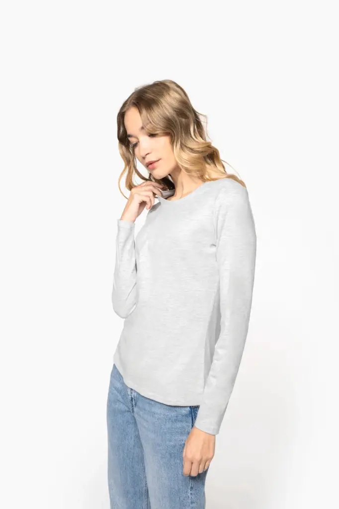 Dames T-shirt ronde hals lange mouwen