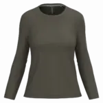 Dames T-shirt ronde hals lange mouwen, dark khaki — productfoto 18