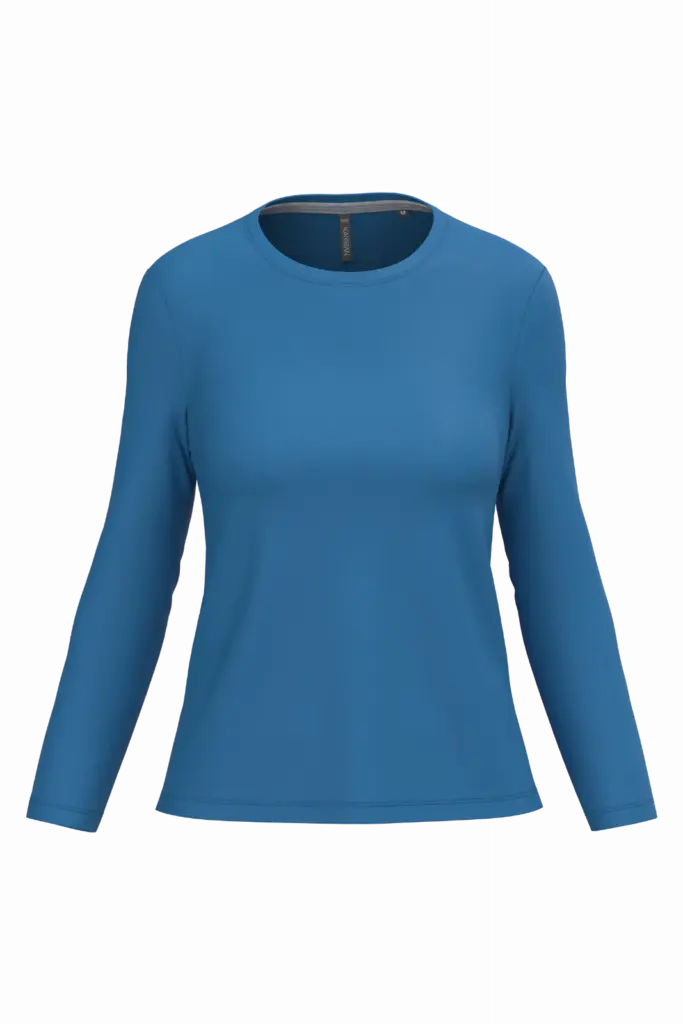 Dames T-shirt ronde hals lange mouwen, light royal blue — productfoto 22