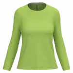 Dames T-shirt ronde hals lange mouwen, lime — productfoto 24