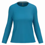 Dames T-shirt ronde hals lange mouwen, tropical blue — productfoto 32