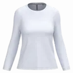 Dames T-shirt ronde hals lange mouwen, white — productfoto 33