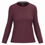 Dames T-shirt ronde hals lange mouwen, wine — productfoto 34