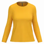 Dames T-shirt ronde hals lange mouwen, yellow — productfoto 35