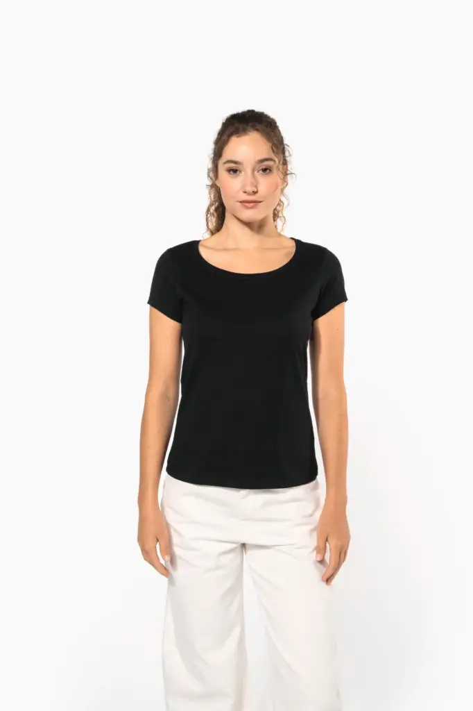 K384-4_2026 - Hidalgo-werbeartikel Dames-T-shirt korte mouwen met boothals — productfoto 5