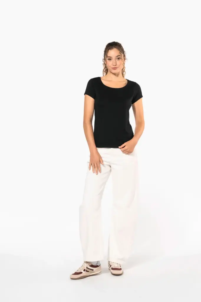 K384_2026 - Hidalgo-werbeartikel Dames-T-shirt korte mouwen met boothals — productfoto 6