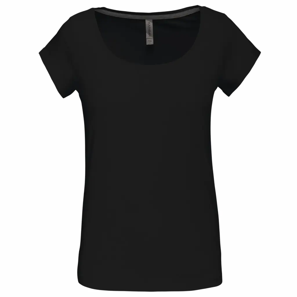 PS_K384_BLACK - Hidalgo-werbeartikel Dames-T-shirt korte mouwen met boothals, black — productfoto 9