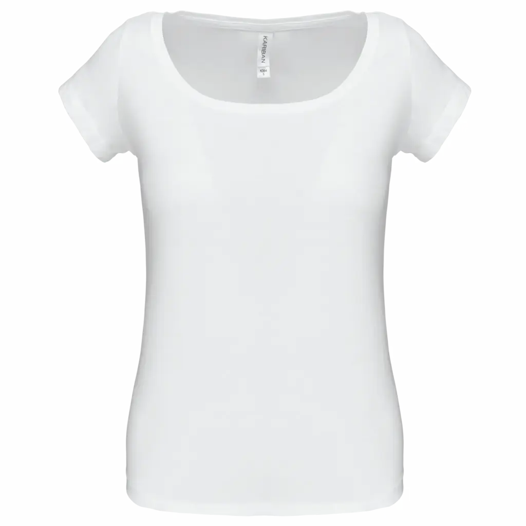 PS_K384_WHITE - Hidalgo-werbeartikel Dames-T-shirt korte mouwen met boothals, white — productfoto 12