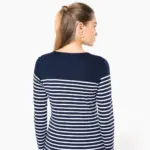 Gestreept dames-T-shirt lange mouwen — productfoto 1