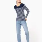 Gestreept dames-T-shirt lange mouwen — productfoto 6