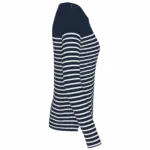 Gestreept dames-T-shirt lange mouwen, navy / white stripes — productfoto 7