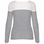 Gestreept dames-T-shirt lange mouwen, white / navy stripes — productfoto 12