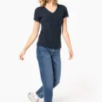 Dames-T-shirt piqué V-hals — productfoto 6